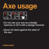 Fiskars X24 Universal Axe 24", Forged Steel Blade for Felling Trees & All-Purpose Chopping, Shock-Absorbing Fibercomp Handle & Low-Friction Coating for Clean Cuts in Fresh Resinous Wood
