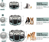 Siedihit Dog Cat Playpen, Puppy Pet Playpen Indoor for Small Dog Crate Tent Cage Outdoor, Portable Pop up Dogs Enclosure Kennel with Carrying Case for Dogs/Cats/Rabbits(Grey, Small