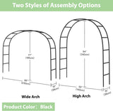RUBFAC 7.8Ft Garden Arch Trellis for Climbing Plants Outdoor, Metal Arch Frame Garden Arbors and Arches, Outdoor Archway for Flower Vines Wedding Bridal Party Decoration, Black