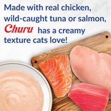 INABA Churu Cat Treats, Lickable, Squeezable Creamy Purée Cat Treat with Green Tea Extract & Taurine, 0.5 Ounces Each Tube, 50 Tubes, Tuna & Chicken Variety