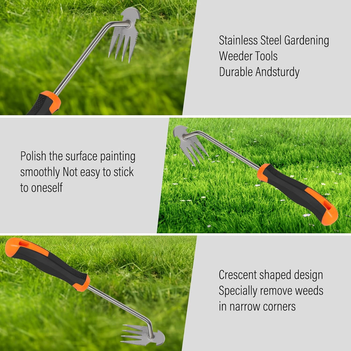 SIXCAR Weed Remover Tool,Portable Garden Weeder Tool,New Gardening Weeding Tools,For Garden Hand Tools for Vegetable Gardening Backyard Farm Planting & Uprooting Weeding Tool (Rubber Handle)