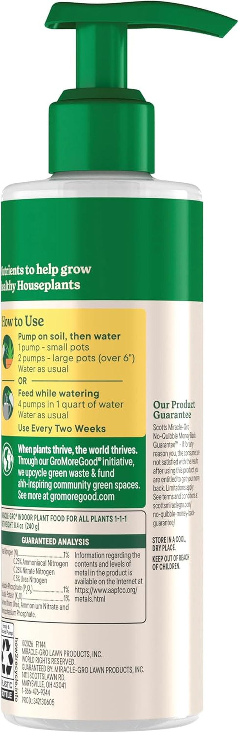 Miracle-Gro Indoor Plant Food for All Plants, Liquid Plant Food for Houseplants, Flowers, Vegetables, Herbs, and More, 8 Fl. Oz., 2-Pack