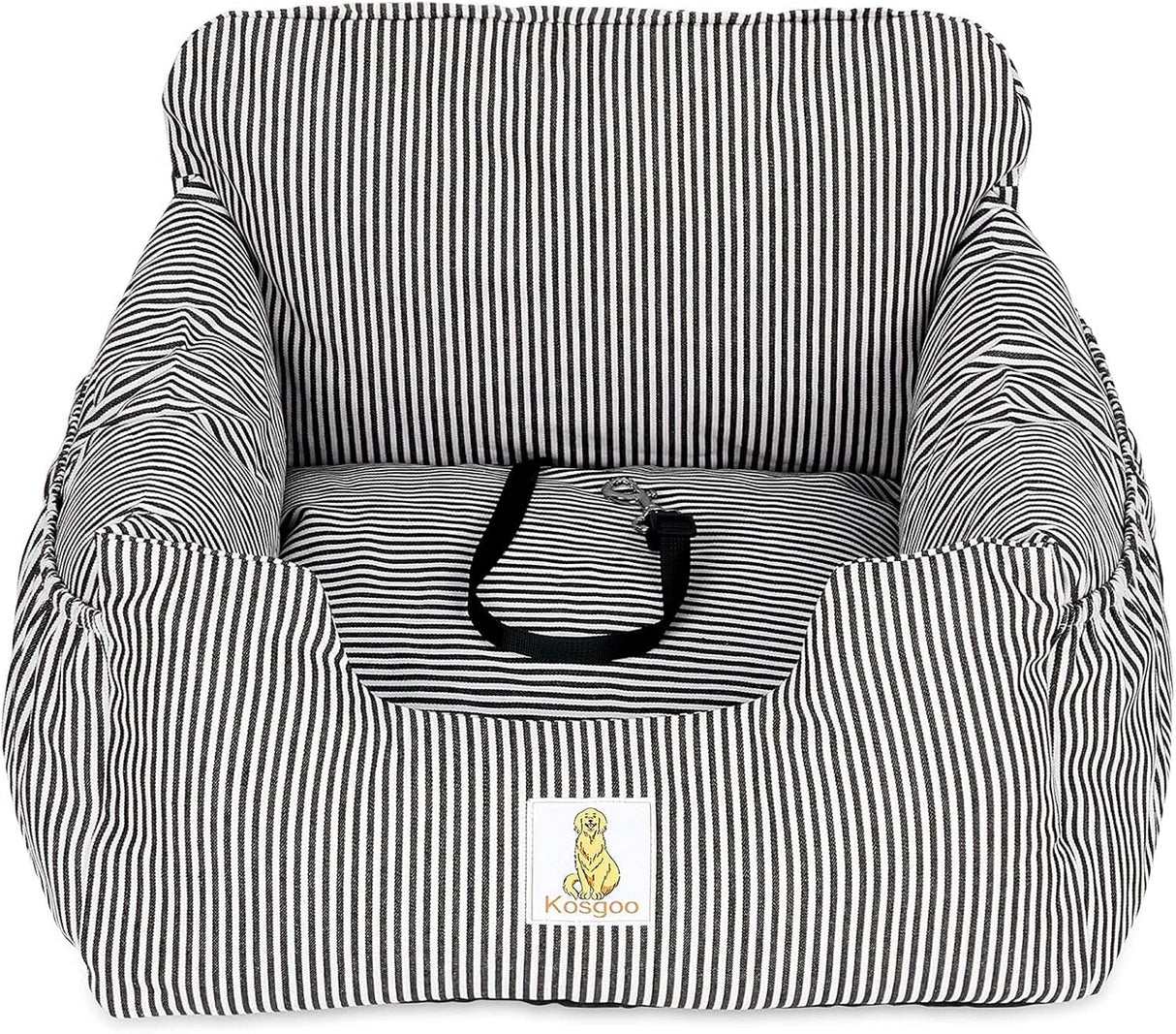 Dog Car Seat for Small Dogs,Fully Detachable and Washable Puppy Dog Booster Seats with Storage Pockets and Clip-On Safety Leash,Non-Slip Base Dog Bed Dual-Use for Car and Home (Black)