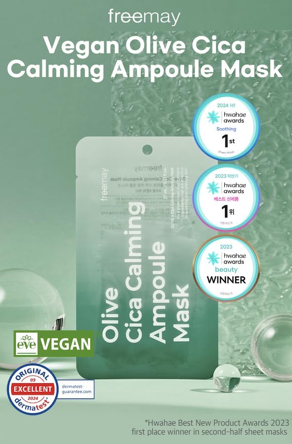 freemay Olive Cica Ampoule Mask 27ml (0.91 fl oz) × 10 Sheets