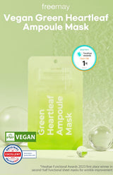 freemay Vegan Green Heartleaf Ampoule Mask 27ml (0.91 fl oz) × 10 Sheets