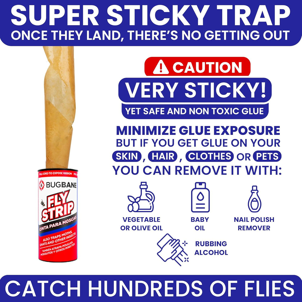Fly Strips Indoor Sticky Hanging 24Pk with Pins. Non Toxic Outdoor Fly Trap Indoor for Home. Flies Tape Paper Trap Ribbon Roll for House Gnat Fruit and Housefly. Bug Catchers for inside Home Flypaper.