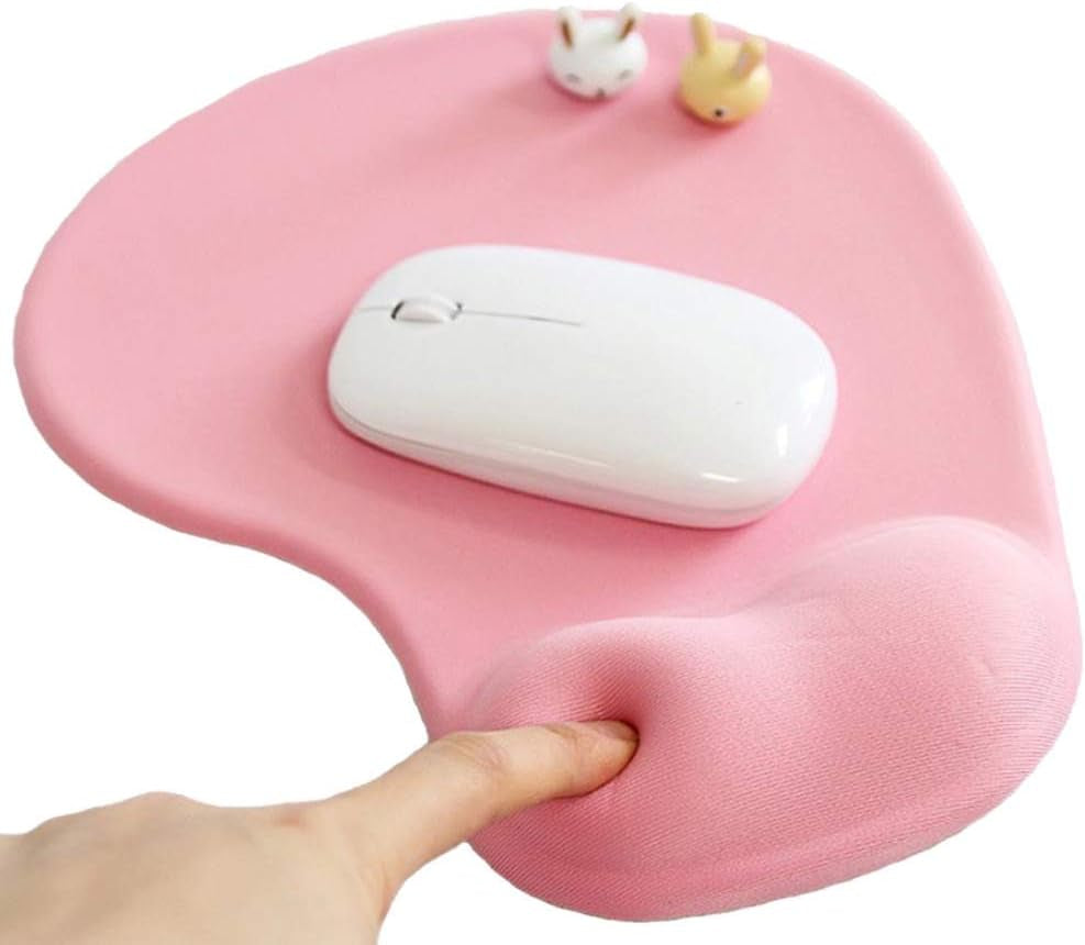 Office Mousepad with Gel Wrist Support - Ergonomic Gaming Desktop Mouse Pad Wrist Rest - Design Gamepad Mat Rubber Base for Laptop Computer -Silicone Non-Slip Special-Textured Surface (01Pink)