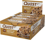 Quest Nutrition Dipped Chocolate Chip Cookie Dough Protein Bars, 18G Protein, 3G Net Carbs, Gluten Free, 1.76 Oz, 12 Count