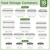 KEMETHY 36-Piece Food Storage Containers with Lids(18 Container & 18 Lid), Plastic Food Containers for Pantry & Kitchen Storage and Organization, Bpa-Free, Leak Proof, Reusable with Labels & Pen