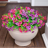 Hyeflora Artificial Flowers for Outdoor Indoor Garden Home Decoration, Faux Flower Daisy with Eucalyptus Leaves Fake Plants Greenery Boxwood Porch Patio, 12 Bundles (Purple Pink)