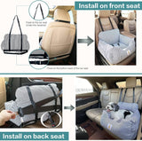 Dog Car Seat for Small Dogs,Fully Detachable and Washable Puppy Dog Booster Seats with Storage Pockets and Clip-On Safety Leash,Non-Slip Base Dog Bed Dual-Use for Car and Home (Black)