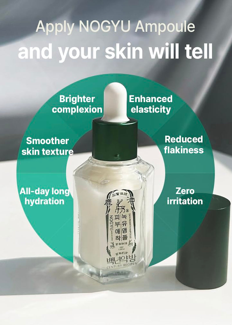 Nogyu Skin Rebirth Ampoule 40 Ml / 1.35 Fl Oz – Hydrating Face Serum with Deer Fat Oil, Sacha Inchi Oil & Hyaluronic Acid
