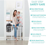 Regalo Safety 29-38.5" Baby Gate for Doorways & Bottom of Stairs, Pressure Mounted Baby Gate with Door for Babies, Toddlers & Pets, Tested & Safe for 30 Years, American Designed, American Owned, White