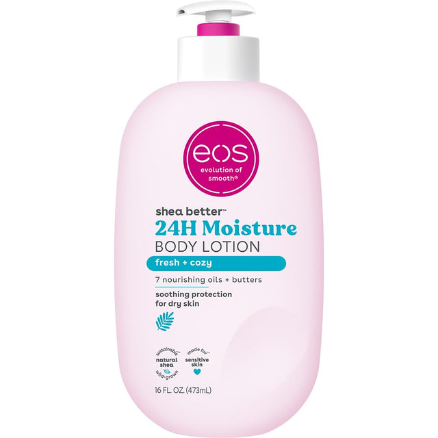 Eos Shea Better Body Lotion, Fresh & Cozy, 24-Hour Moisture Skin Care, Lightweight & Non-Greasy, Natural Shea, Vegan, 16 Fl Oz
