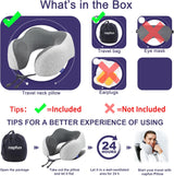 Napfun Neck Pillow for Traveling, Upgraded Travel Neck Pillow for Airplane 100% Pure Memory Foam Travel Pillow for Flight Headrest Sleep, Portable Plane Accessories, Light Grey