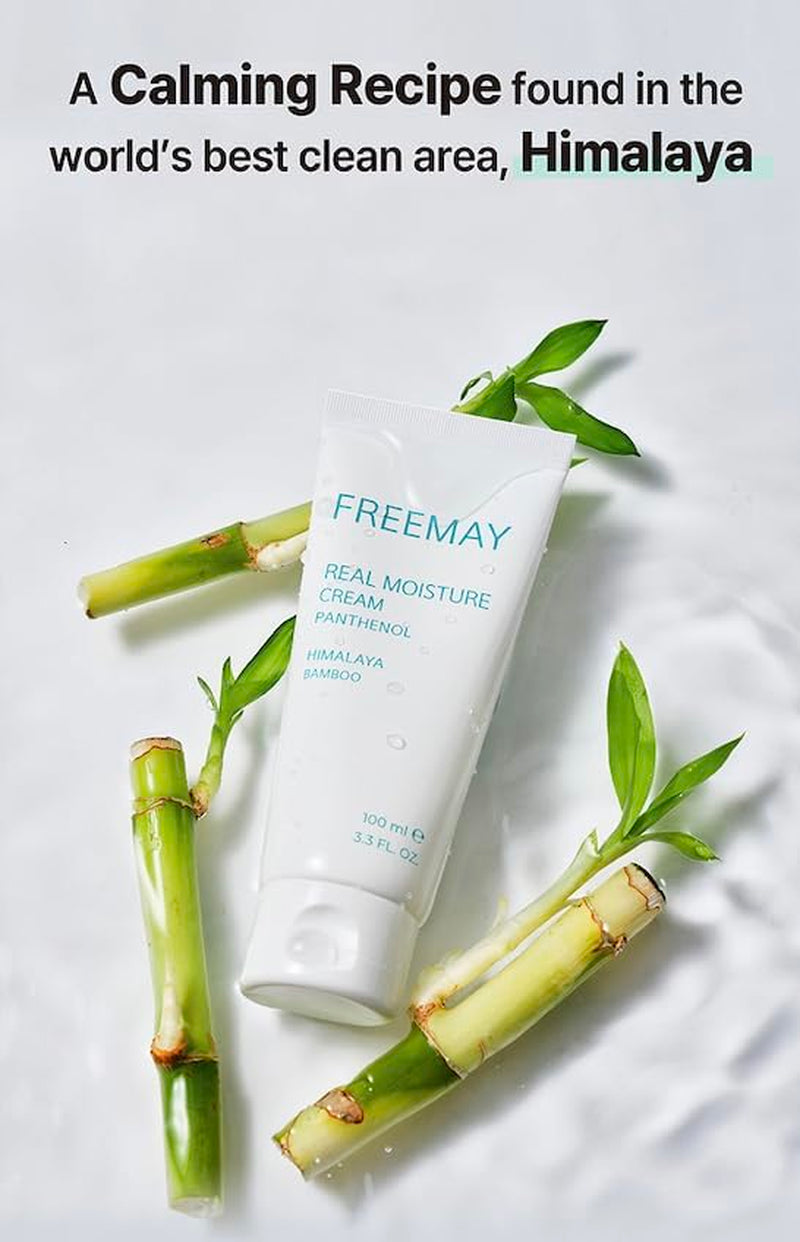 Freemay Real Moisture Cream Set (100Ml + 30Ml), Korean Face Moisturizer for Hydration & Soothing, Vegan, Lightweight, Sensitive Skin Friendly