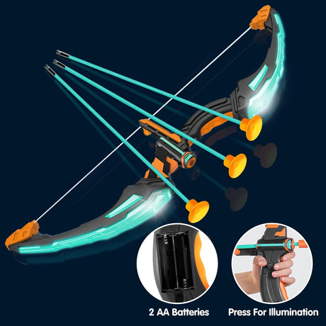JOYIN Kids Bow and Arrow Set, LED Light up Archery Toy Set with 9 Suction Cup Arrows, Target & Arrow Case, Indoor and Outdoor Hunting Play Gift Toys for Kids, Boys & Girls Ages 6-12