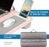 LAPGEAR Home Office Lap Desk with Device Ledge, Mouse Pad, and Phone Holder - Pink - Fits up to 15.6 Inch Laptops - Style No. 91584