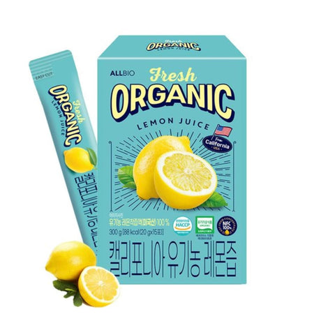 ALLBIO Organic Lemon Juice Sticks | 0.67Oz X 15 Pack – USDA Certified, Cold-Pressed, Not from Concentrate | No Sugar | Portable, Single-Serve Packets for Lemon Water, Tea, Cooking, Baking & Recipe