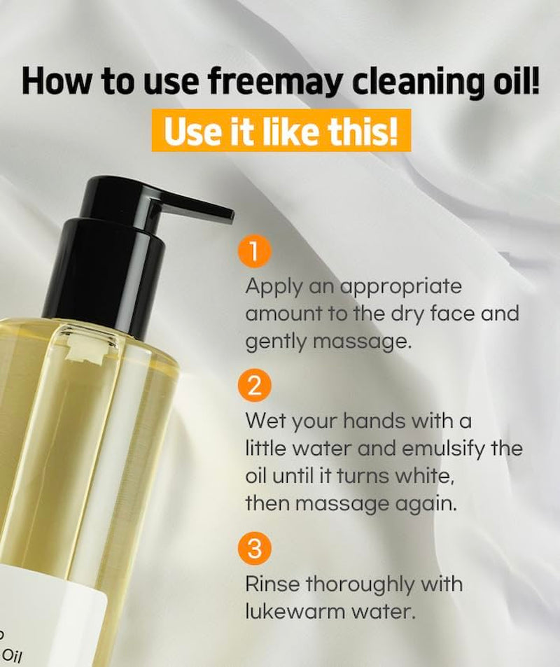 Freemay Real Deep Cleansing Oil, Removes Waterproof Makeup & Blackheads, Pore Deep Cleanser, Lightweight Finish, 330Ml, 11.15 Fl Oz
