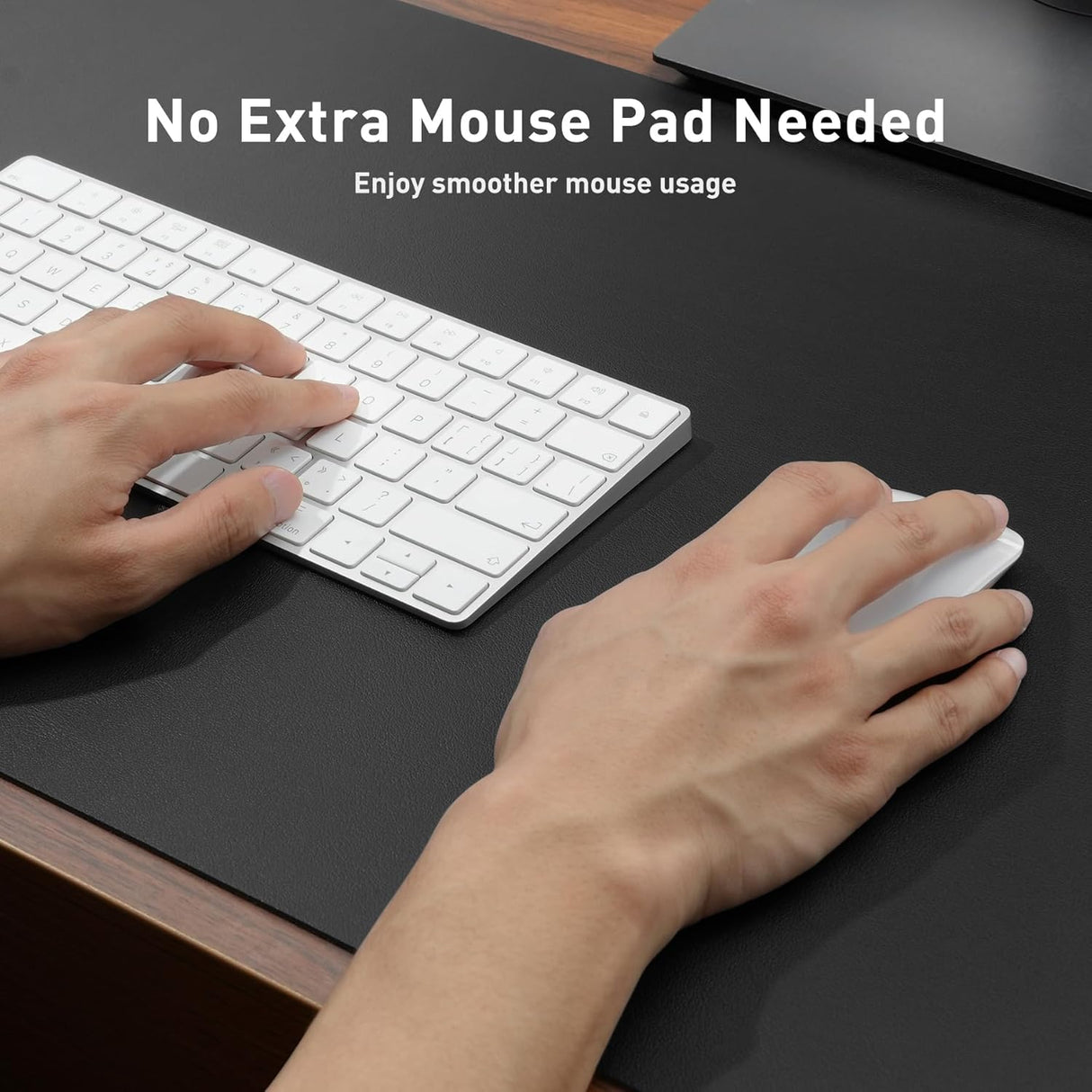 Aothia Non-Slip Waterproof PU Leather Desk Pad Protector for Mouse, Writing Desk, Office, Home, Laptop Blotter, 23.6" X 13.7", Black