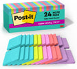 Post-It Super Sticky Notes, 24 Sticky Note Pads, 3 X 3 In., School Supplies, Office Products, 2X the Sticking Power, Supernova Neons Collection