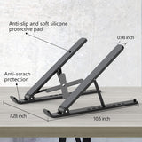 Tonmom Laptop Stand for Desk, Adjustable Laptop Riser Abs+Silicone Foldable Portable Notebook Holder, Ventilated Cooling Notebook Mount Computer Stand for 10-15.6” Laptops,Tablets-Black