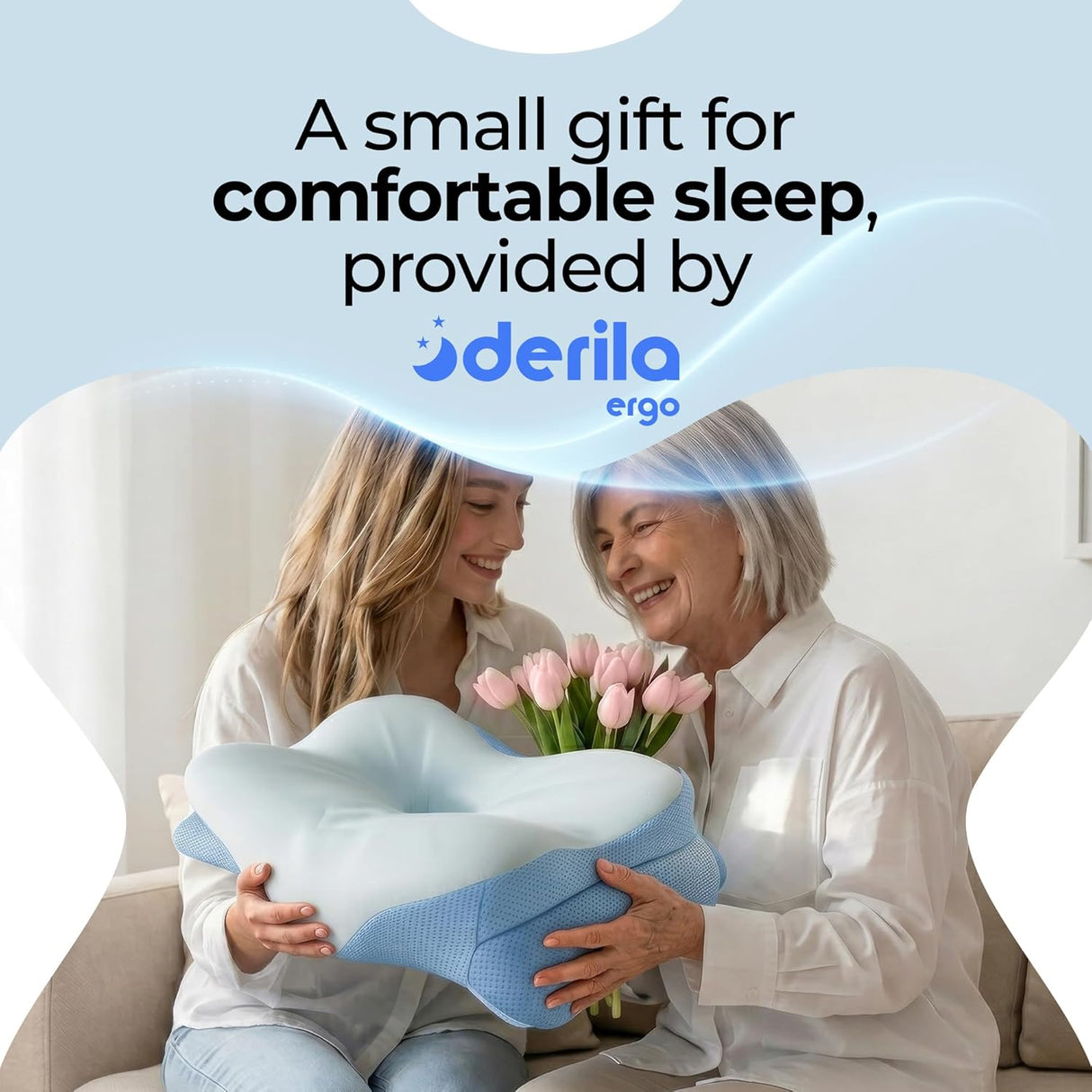 Derila Ergo Cervical Neck Pillow for Sleeping Pillow Contour Memory Foam Pillows for Back, Side Sleeper Pillows 21.25 X 14.17 X 4.72 Inches
