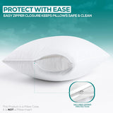 Set of 4 Pillow Protectors with Zipper Standard Size, Bed Bug and Dust Mite Proof Pillow Covers, Ultra Soft Pillow Encasements, Moisture Wicking and Waterproof Pillow Cases by Utopia Bedding (White)