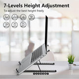 Tonmom Laptop Stand for Desk, Adjustable Laptop Riser Abs+Silicone Foldable Portable Notebook Holder, Ventilated Cooling Notebook Mount Computer Stand for 10-15.6” Laptops,Tablets-Black