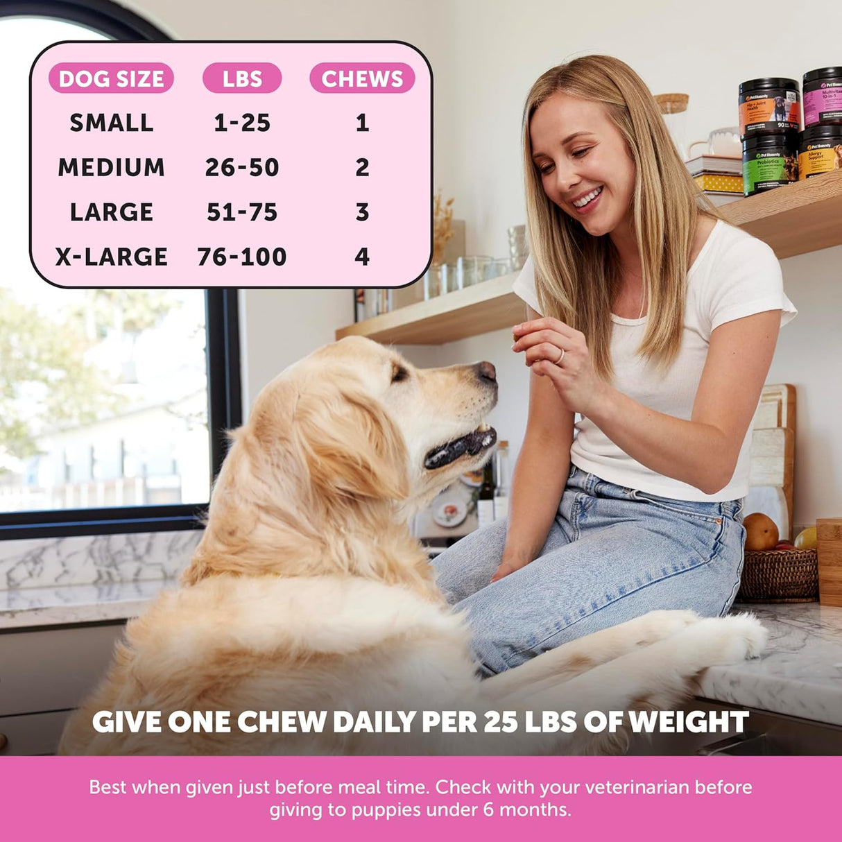 10-In-1 Dog Multivitamin Supplement with Glucosamine & Probiotics - Hip & Joint Support, Digestive Health, Immune Support, Heart & Skin - All-In-One Daily Vitamins & Omega-3S (Peanut Butter, 90 Ct)