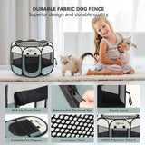 Siedihit Dog Cat Playpen, Puppy Pet Playpen Indoor for Small Dog Crate Tent Cage Outdoor, Portable Pop up Dogs Enclosure Kennel with Carrying Case for Dogs/Cats/Rabbits(Grey, Small