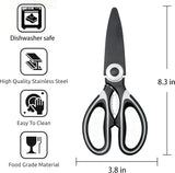 OMDAR Food Grade Kitchen Scissors All Purpose 3 Pack - Heavy Duty Stainless Steel Cooking Shears for Cutting Meat, Food, Fish, Poultry Sharp Sissors for Dishwasher Safe - with Protective Sheath
