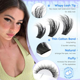 Goddvenus Lash Clusters Kit Wispy Lashes Clusters Natural Fluffy Eyelashes Clusters 12Mm 14Mm 16Mm Mixed Cluster Eyelash Extensions Kit D Curl DIY Individual Lashes Kit with Bond and Seal Lash Glue