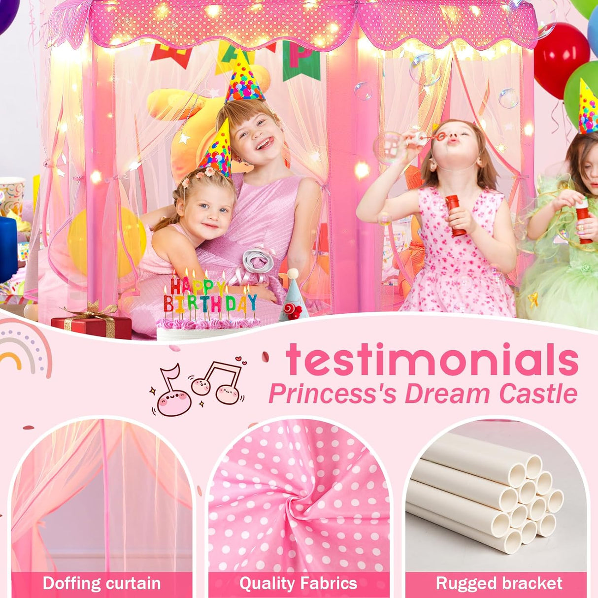 Monobeach Princess Tent Girls Large Playhouse Kids Castle Play Tent with Star Lights Toy for Children Indoor and Outdoor Games, 55'' X 53'' (Dxh)