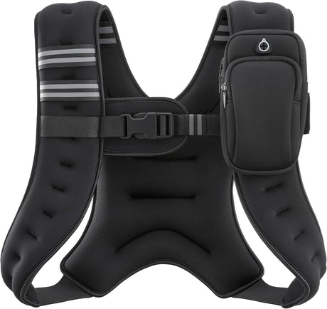 ZELUS Weighted Vest, 6Lb/8Lb/12Lb/16Lb/20Lb/25Lb/30Lb Weight Vest with Reflective Stripe for Workout, Strength Training, Running, Fitness, Muscle Building, Weight Loss, Weightlifting
