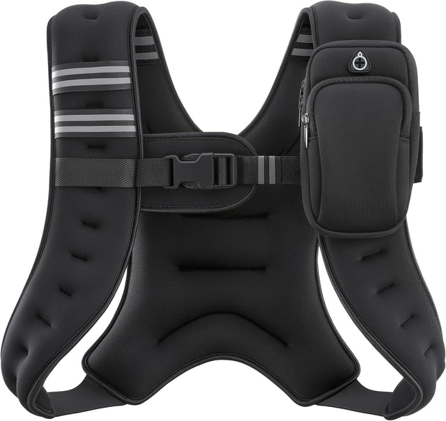 ZELUS Weighted Vest, 6Lb/8Lb/12Lb/16Lb/20Lb/25Lb/30Lb Weight Vest with Reflective Stripe for Workout, Strength Training, Running, Fitness, Muscle Building, Weight Loss, Weightlifting