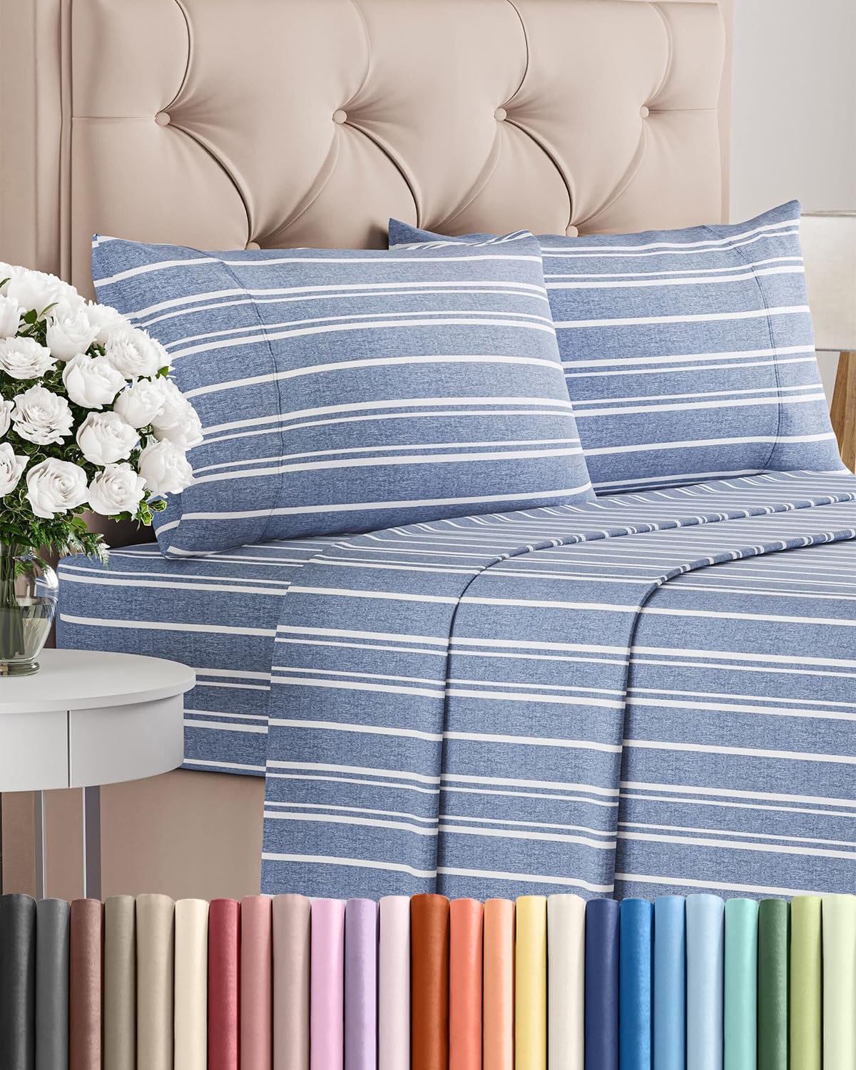 Queen Size 4 Piece Sheet Set - Comfy Breathable & Cooling Bed Sheets Set - Hotel Luxury Bedding for Women, Men, Kids, Teens, Boys & Girls - Deep Pockets, Ultra-Soft, Wrinkle Free - Oeko-Tex - White
