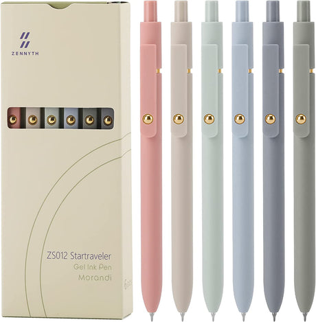 Ddaowanx Gel Pens, 6 Pcs 0.5Mm Quick Dry Black Ink Pens Fine Point Smooth Writing Pens, Cute Office School Supplies Gifts for Women
