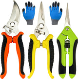 Pruning Shears, 4 Pack Garden Shears with Gardening Gloves, Clippers Handheld, Stainless Steel Garden Snips, Lengnoyp Pruners for Gardening