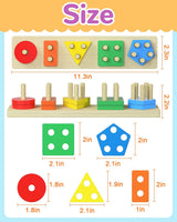 Tonberless Montessori Toys for 1 2 3 Year Old Boy Girl, Toys for Ages 2-4 Toddlers Kids Baby, 1 2 Year Old Boy Girl Birthday Gifts, Wooden Learning Puzzles Shape Sorter Toys for Toddlers 1-3