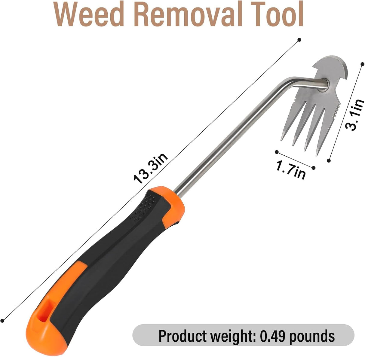 SIXCAR Weed Remover Tool,Portable Garden Weeder Tool,New Gardening Weeding Tools,For Garden Hand Tools for Vegetable Gardening Backyard Farm Planting & Uprooting Weeding Tool (Rubber Handle)
