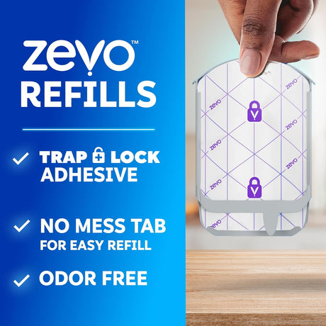 Zevo Flying Insect Trap Official Refill Cartridges - Fits Both Zevo Trap & MAX Indoor Fly Trap - Authentic Trap+Lock Technology to Catch Gnats, House & Fruit Flies (4 Official Refill Cartridges)