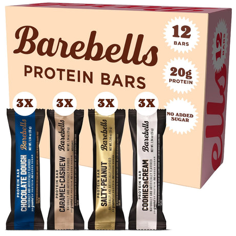 Barebells Protein Bars Caramel Cashew - 12 Count, 20G High Protein Treats - Chocolate Nutrition Bar with 1G Total Sugars - On-The-Go Breakfast or Post-Workout Snack