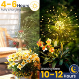 GIGALUMI Garden Decor Outdoor Lights 120LED 2Pack, Solar Garden Lights outside Fairy Firework Decorative,Solar Powered for Yard Pathway Flowerbed Planter Balcony Patio 4Th of July Decor (Warm White