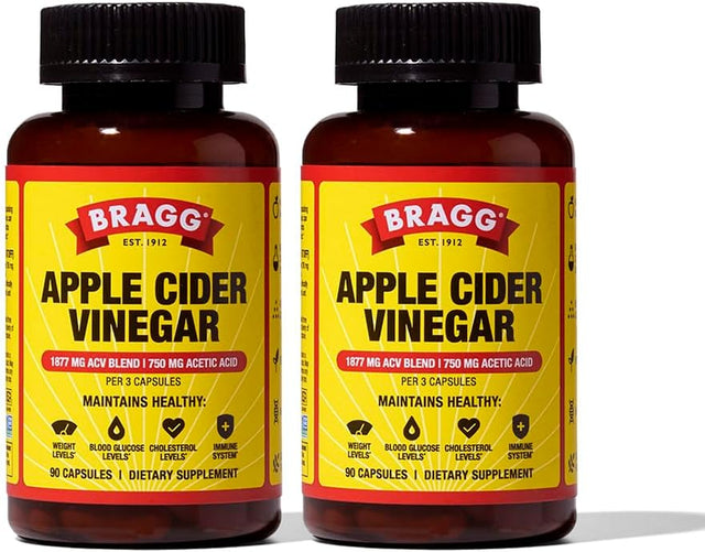 Bragg Organic Apple Cider Vinegar Capsules with Vitamin D and Zinc - (2 Pack) 90 Count - Supports Immune System