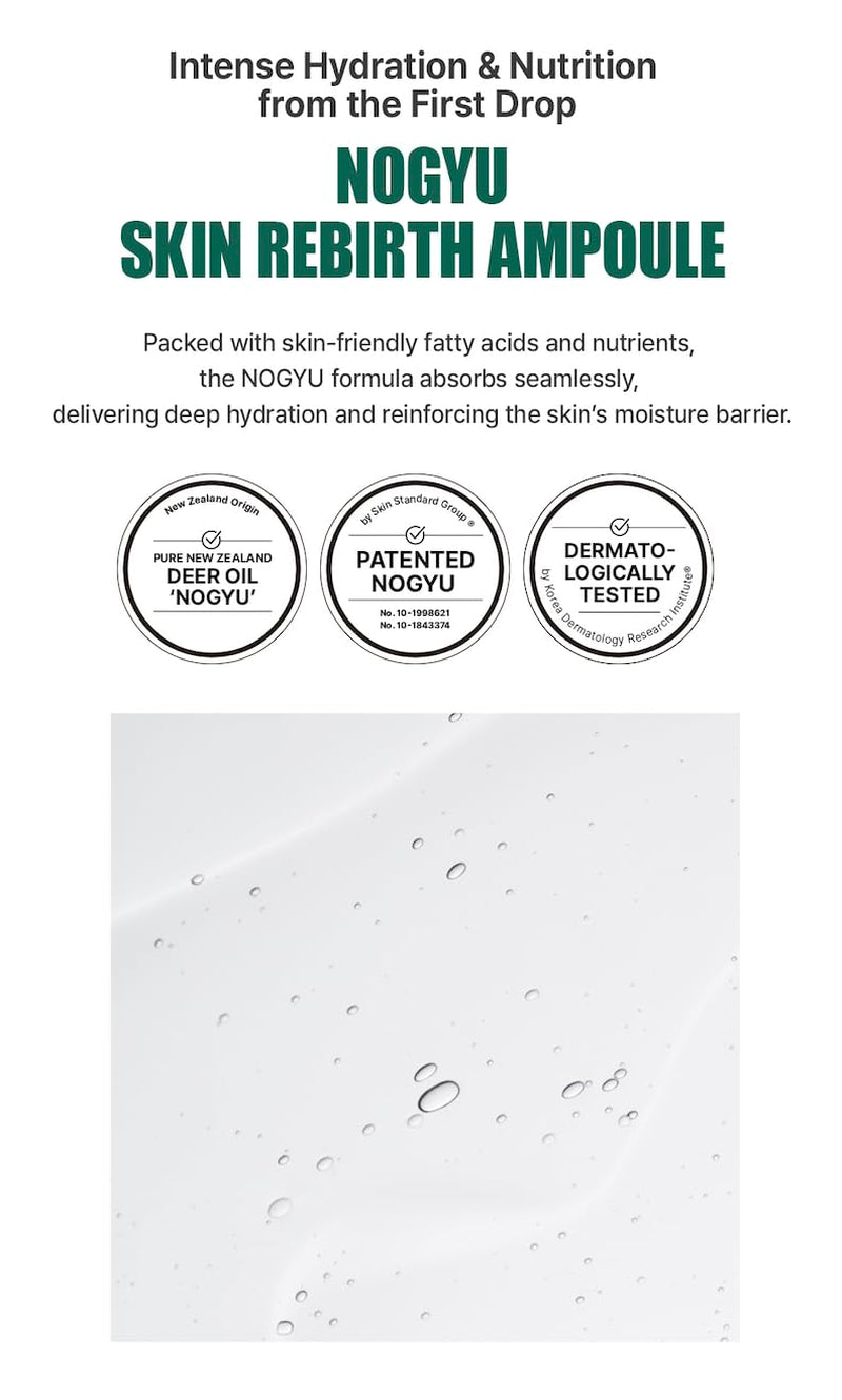 Nogyu Skin Rebirth Ampoule 40 Ml / 1.35 Fl Oz – Hydrating Face Serum with Deer Fat Oil, Sacha Inchi Oil & Hyaluronic Acid