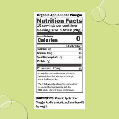 ALLBIO Organic Apple Cider Vinegar Sticks | 0.71Oz X 15 Pack | USDA Organic, Non-Gmo, Sugar-Free (1 Box (15 Count Total))