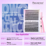 Pawotence Lash Extension Kit DIY 280Pcs Lash Clusters Eyelash Extension Kit, 9-16Mm 30D 40D Individual Lashes Kit with Lash Bond and Seal, Lash Tweezers for Self Use (30D&40D, 0.07D, 9-16Mm, Kit)