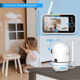 Hellobaby No Wifi Baby Monitor 5" Screen 30-Hour Battery Pan-Tilt-Zoom Video Upgrade with Camera and Audio, Night Vision, VOX, 2-Way Talk, 8 Lullabies and 1000Ft Range, HB6550